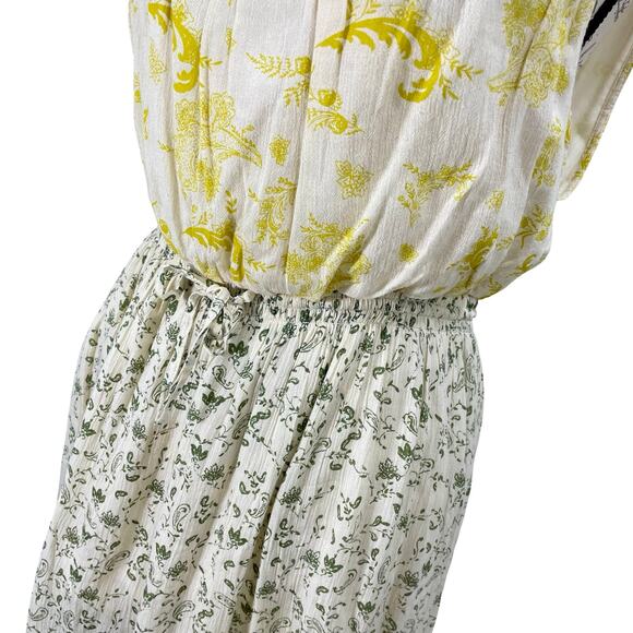 O’Neill Boho Sleeveless Sundress Yellow Green Floral Fit & Flare Mini Dress - Picture 9 of 9